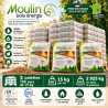 3 Palettes de Granulés de Bois Moulin Bois Énergie (195 sacs)