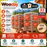 3 Palettes de Bûches de bois densifié Wooday - 288 packs de 5 bûches